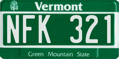 VT license plate NFK321