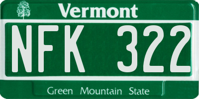 VT license plate NFK322