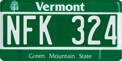 VT license plate NFK324