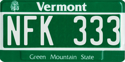 VT license plate NFK333