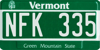 VT license plate NFK335