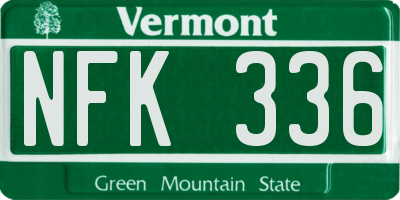 VT license plate NFK336