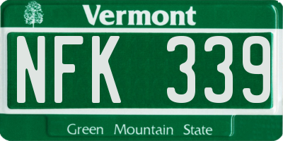 VT license plate NFK339