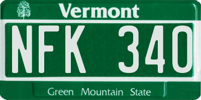 VT license plate NFK340