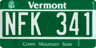 VT license plate NFK341