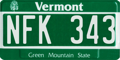 VT license plate NFK343