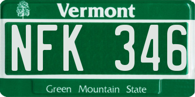 VT license plate NFK346