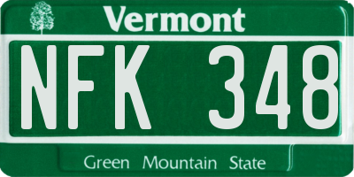 VT license plate NFK348