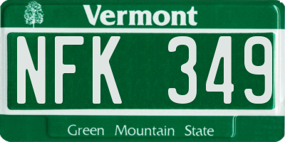 VT license plate NFK349