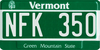 VT license plate NFK350