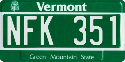 VT license plate NFK351