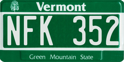 VT license plate NFK352