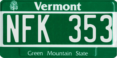 VT license plate NFK353