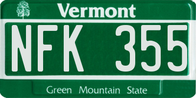 VT license plate NFK355