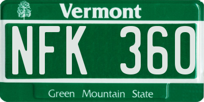 VT license plate NFK360