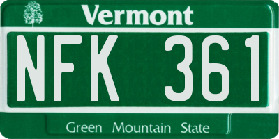VT license plate NFK361