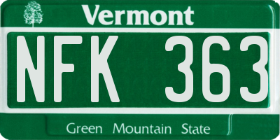 VT license plate NFK363