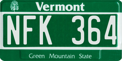 VT license plate NFK364