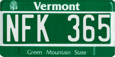 VT license plate NFK365