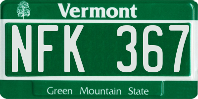 VT license plate NFK367