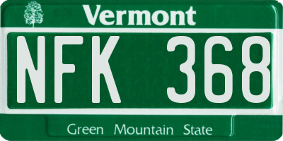 VT license plate NFK368