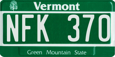 VT license plate NFK370