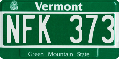 VT license plate NFK373