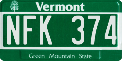 VT license plate NFK374