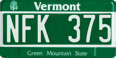 VT license plate NFK375