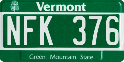 VT license plate NFK376