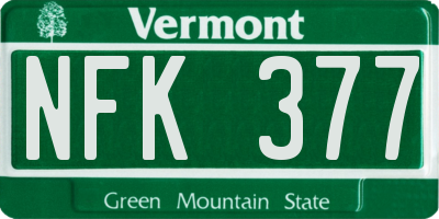 VT license plate NFK377