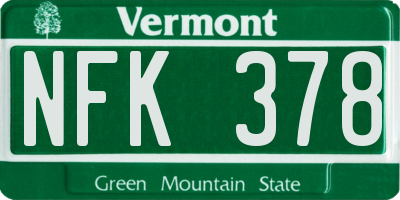 VT license plate NFK378