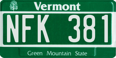 VT license plate NFK381