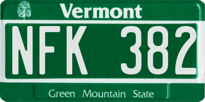 VT license plate NFK382