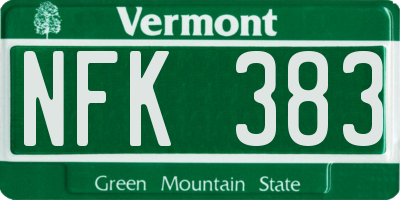 VT license plate NFK383