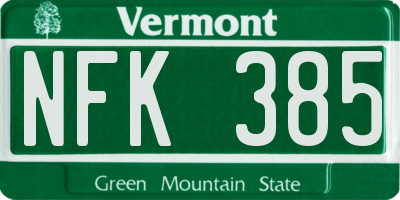VT license plate NFK385