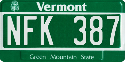 VT license plate NFK387