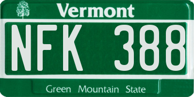 VT license plate NFK388