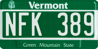 VT license plate NFK389