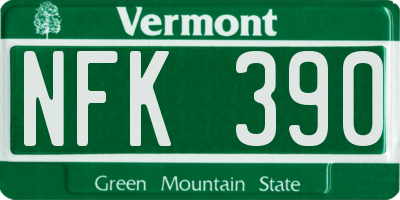 VT license plate NFK390