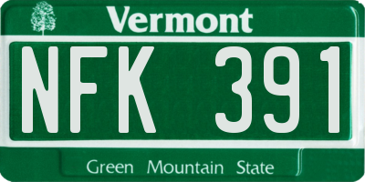 VT license plate NFK391