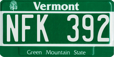 VT license plate NFK392