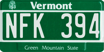 VT license plate NFK394