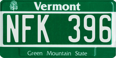VT license plate NFK396