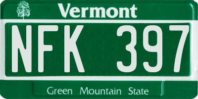 VT license plate NFK397
