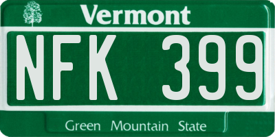 VT license plate NFK399
