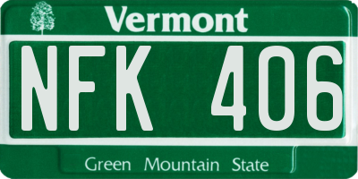 VT license plate NFK406