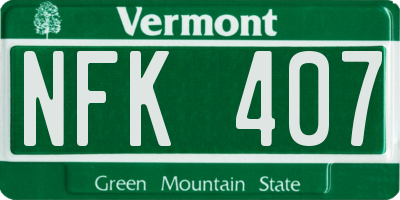 VT license plate NFK407