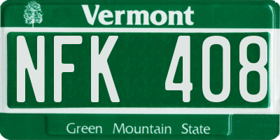 VT license plate NFK408