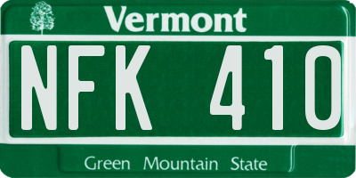 VT license plate NFK410